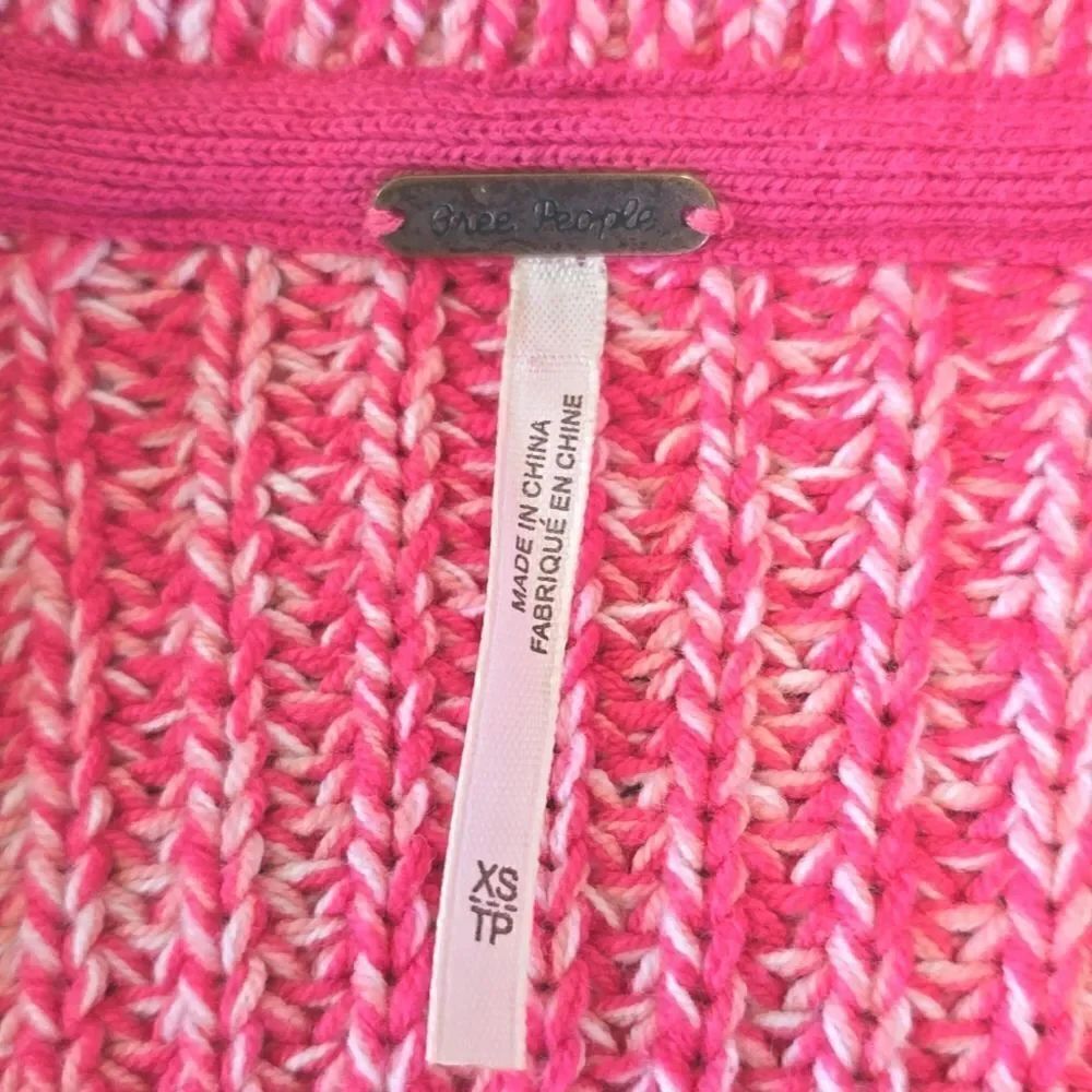 Free People Love This City Pink White Collared Slouchy Crop Sweater - Size XS - Picture 5 of 15
